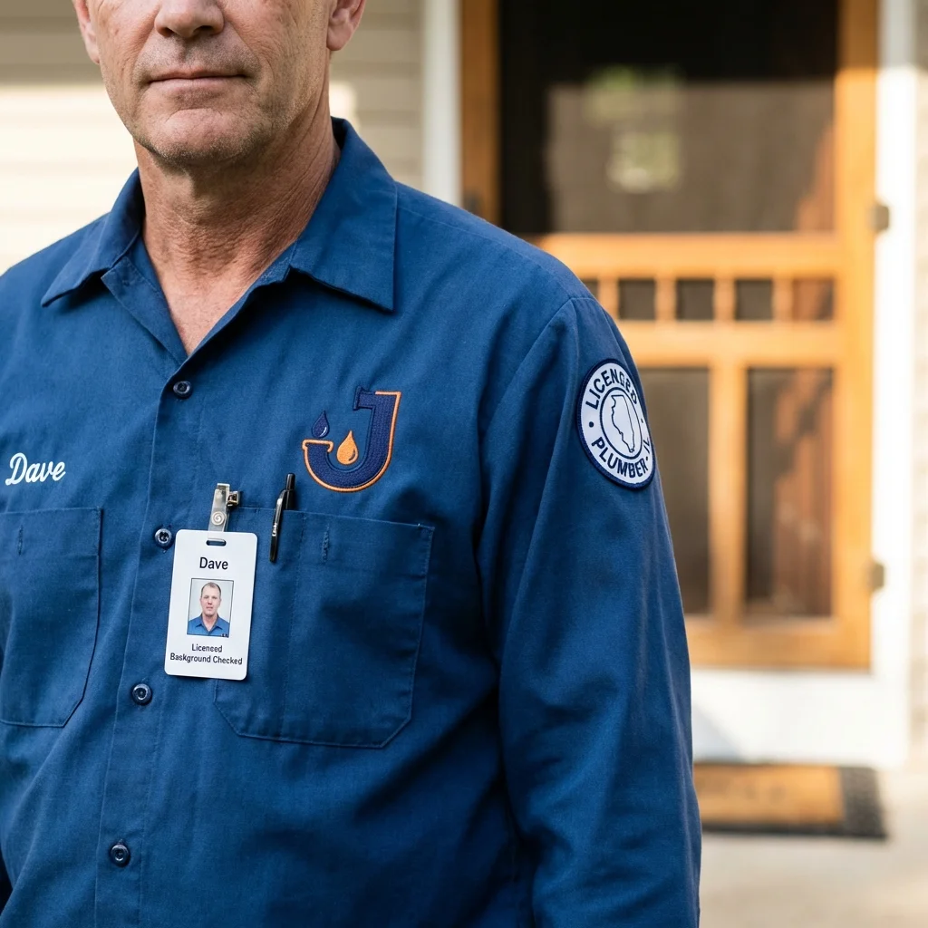 Licensed plumber showing ID badge in Golden Valley, AZ