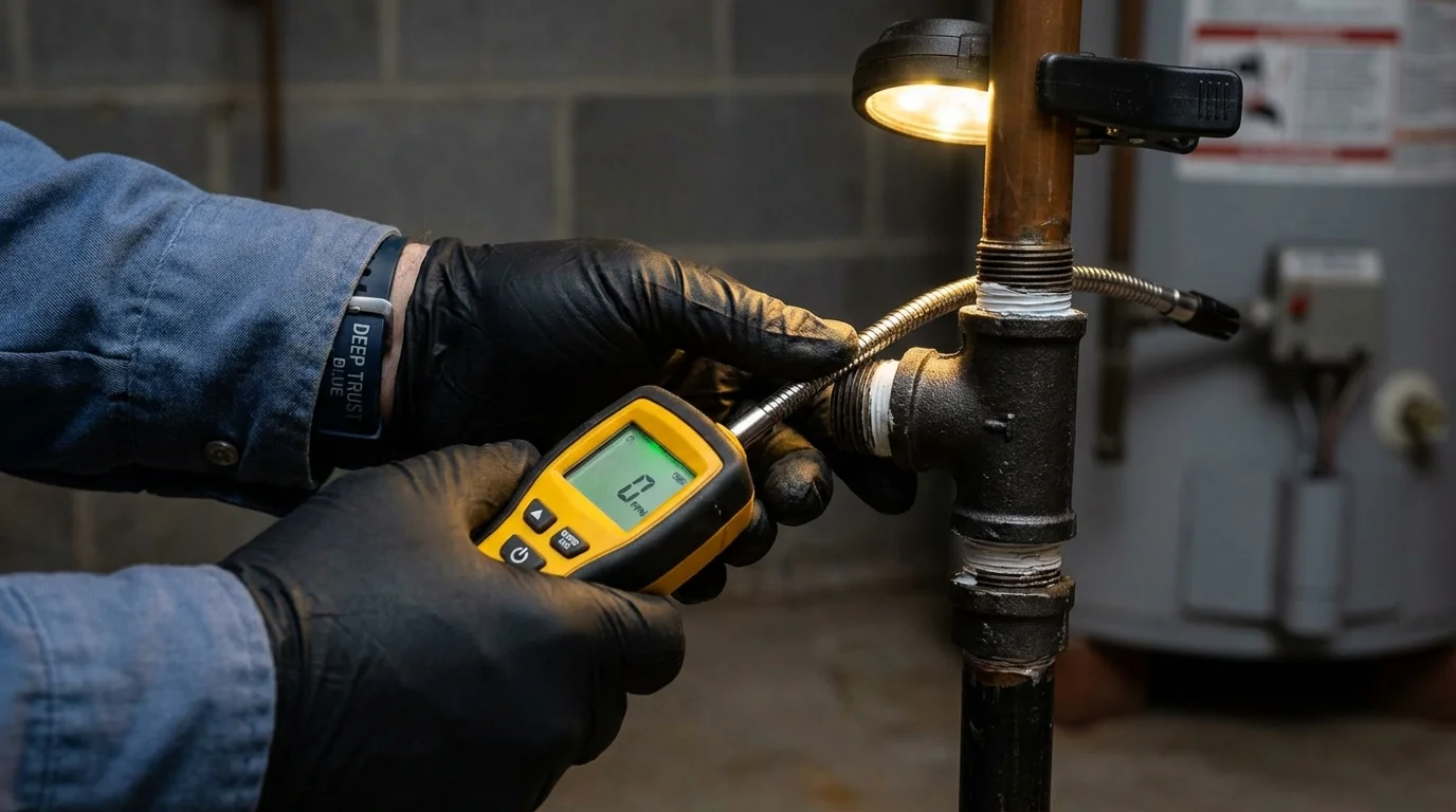 Gas leak detection with electronic sniffer by Johns Plumbing LLC in Golden Valley