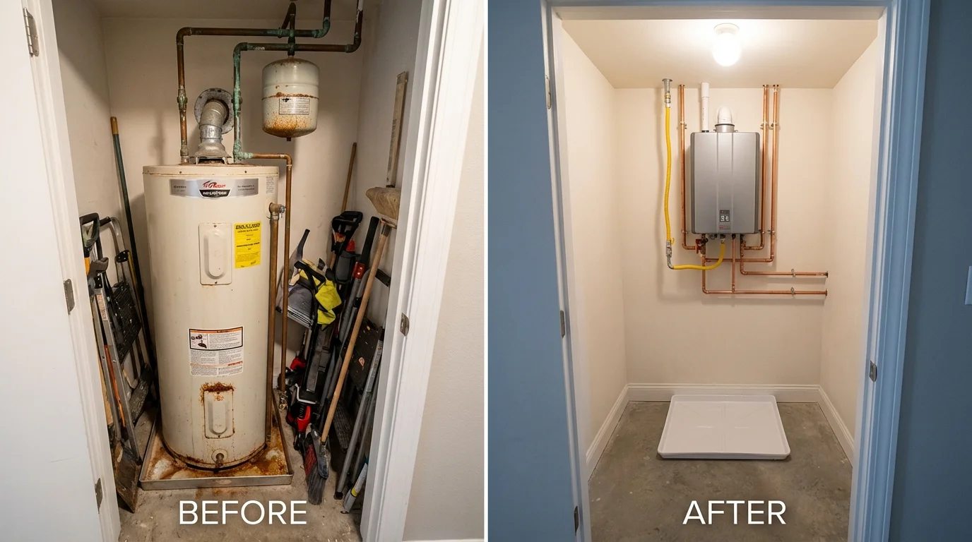 Tank water heater versus wall-mounted tankless unit comparison for Golden Valley, AZ homeowners